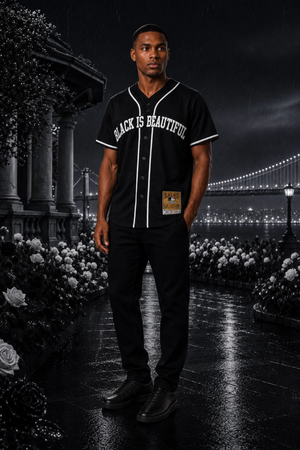 BLACK is Beautiful Jersey Series: 0. Baseball Classic (Black) — front on model