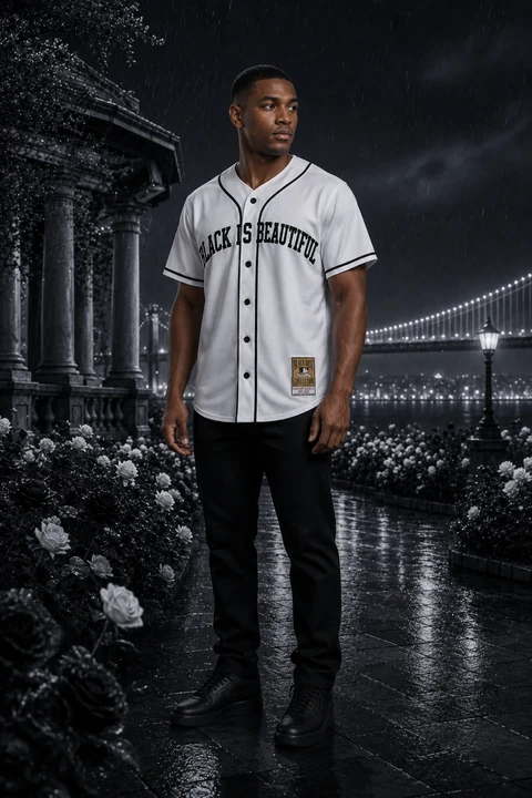 BLACK is Beautiful Jersey Series: 0. Baseball Classic (White) — front on model