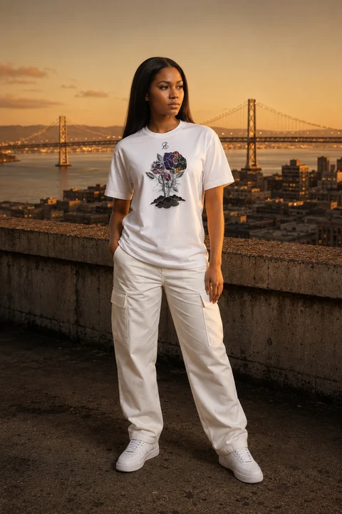 The Bridge Series 'Stay Golden' Shirt — front on model