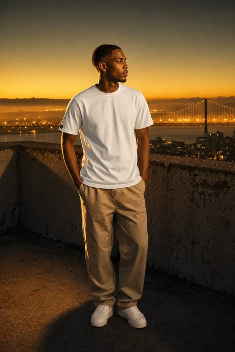 Original Label Tee (White) — front on model