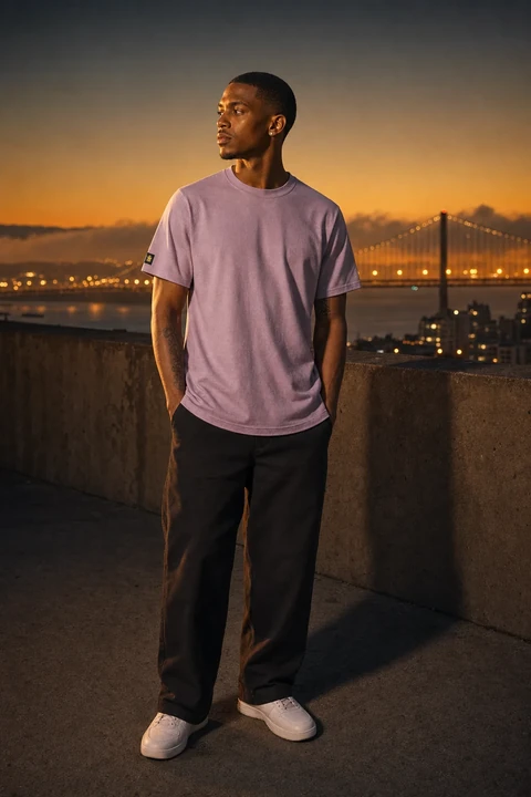 Original Label Tee (Orchid) — front on model